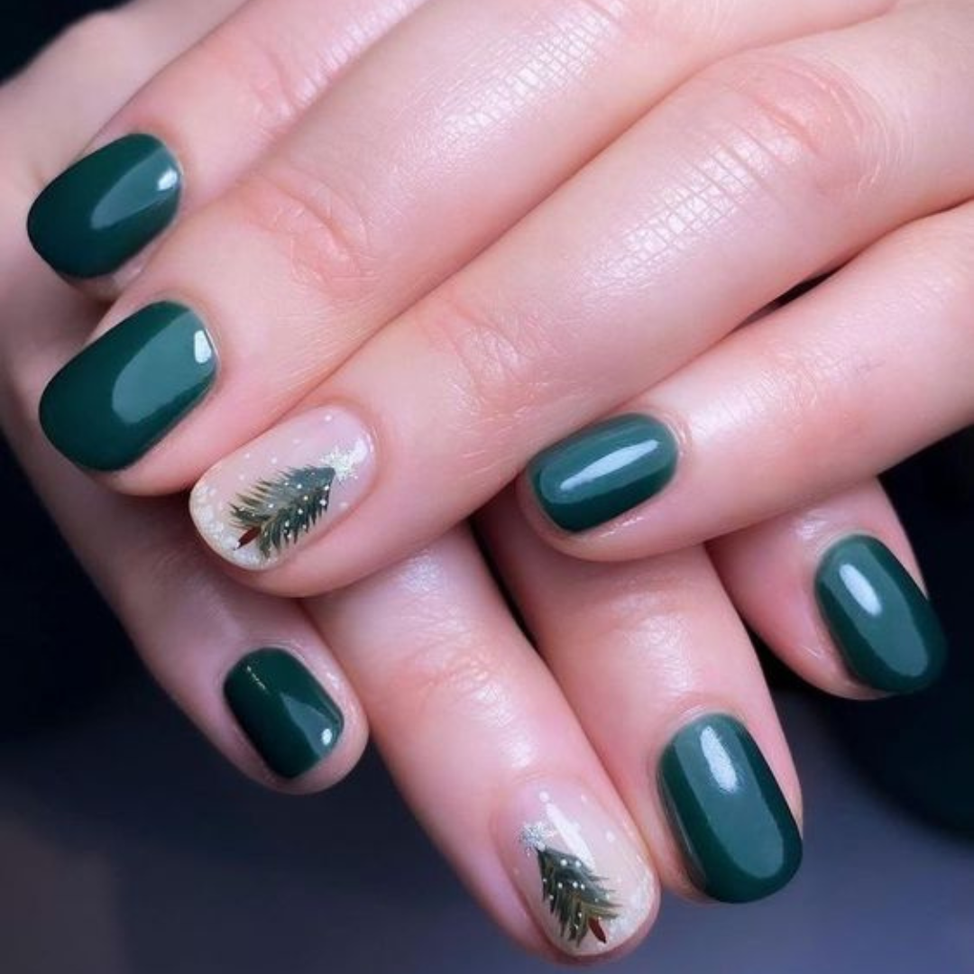 Emerald Christmas Tree Nails