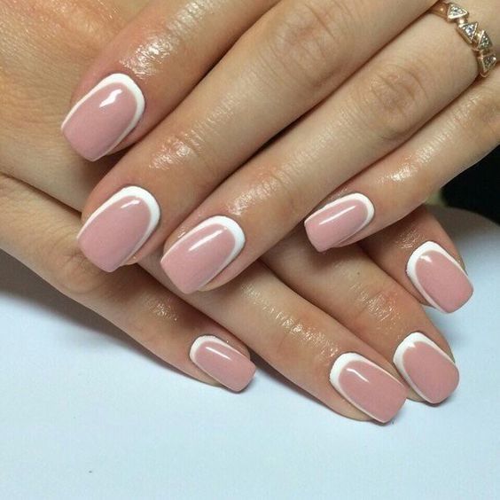 A Mauve and White Upside-Down French Manicure