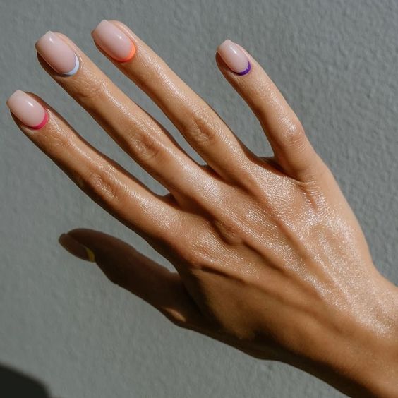 Multi Coloured Reverse French Manicure