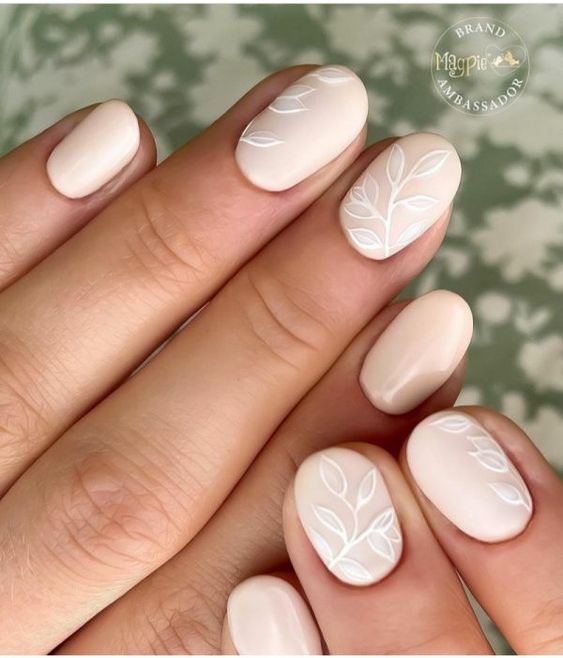 Floral and Leafy Nail Art