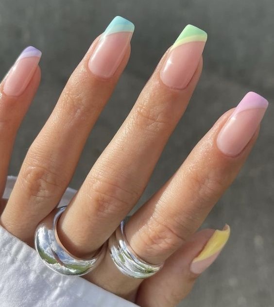 Pastel French Tip Nails