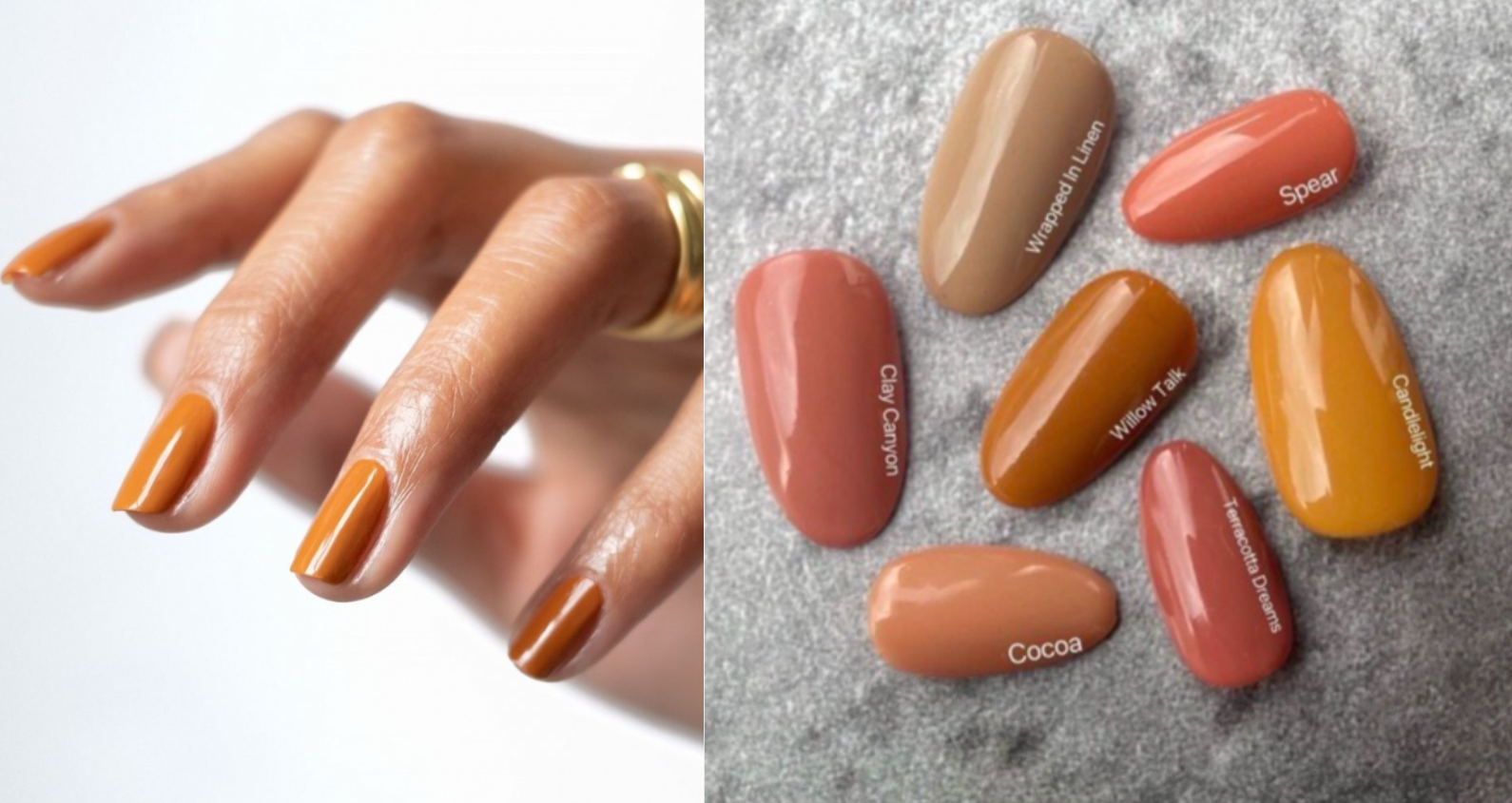 caramel shellac gel polish autumn mustard shade